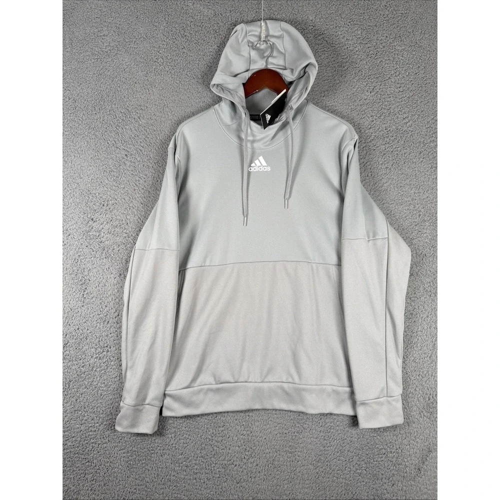 NEW Adidas Team Issue Fleece Pullover Hoodie Sweatshirt Mens Large‎ Gray